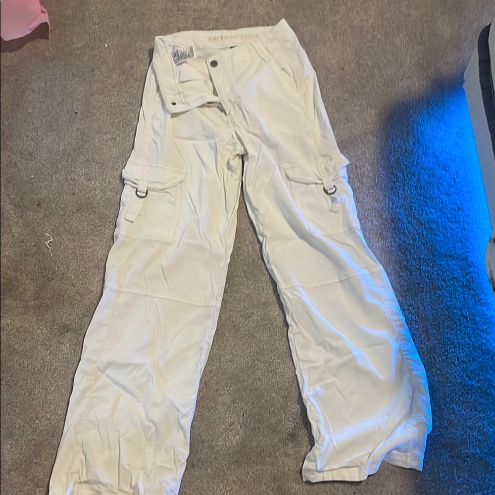 American Eagle Outfitters Cream Cargo Jeans